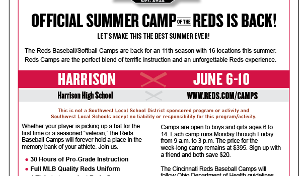 Reds Baseball & Softball Camps Return to Harrison